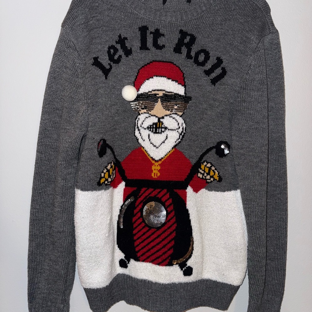 Gray Santa Sweater
